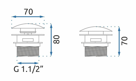 Korek Wannowy Uniwersalny Klik-Klak Złoty Szczotkowany 6 cm