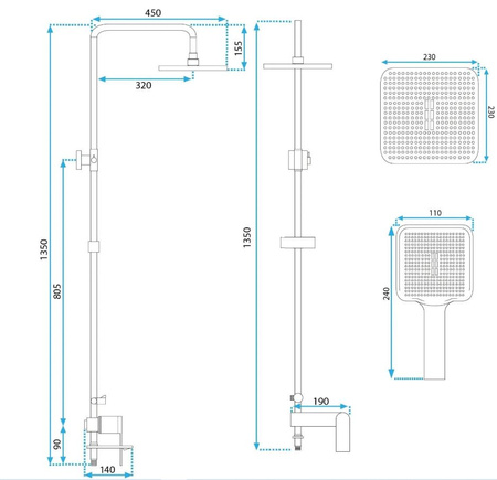 Zestaw Natryskowy Storm Miedź Szczotkowana