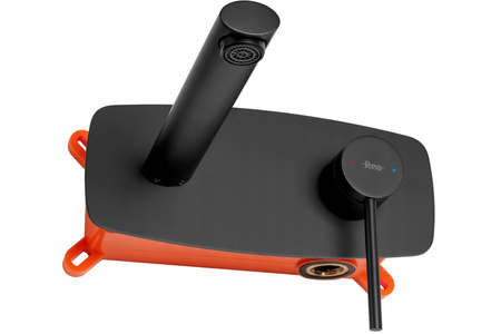 Bateria Umywalkowa Podtynkowa Oval Czarna + BOX