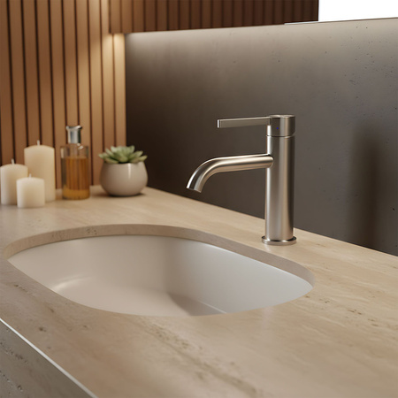 Bateria Umywalkowa Foster Nikiel Szczotkowany Niska