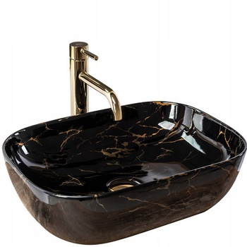 Umywalka Nablatowa Belinda Black Marble Shiny