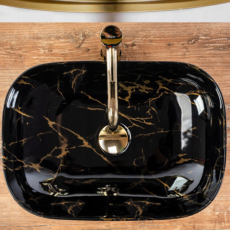 Umywalka Nablatowa Belinda Black Marble Shiny
