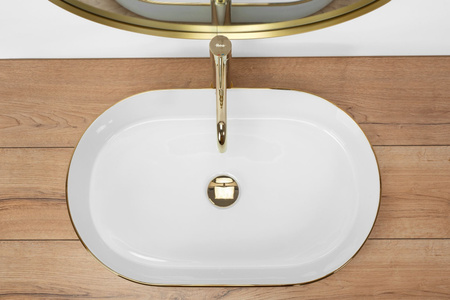 Umywalka Nablatowa Nadia 61 White Gold Edge