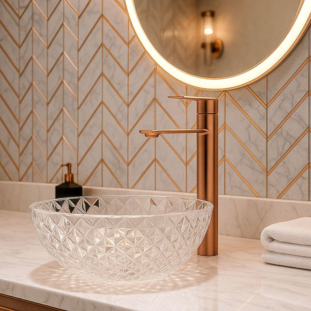 Bateria Umywalkowa Storm Miedź Szczotkowana Wysoka