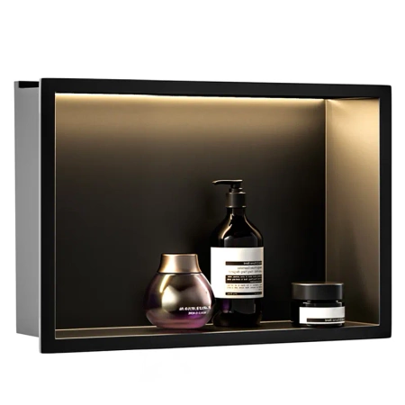 Półka Łazienkowa Wnękowa LED 45x30 Czarna