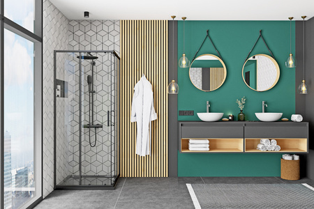 Czarna Kabina Prysznicowa Punto 80 x 80 Black