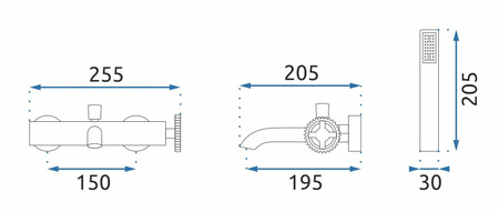 Bateria Wannowa Ścienna Vertigo Czarna