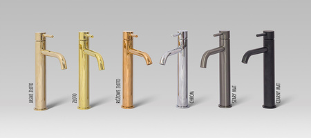 Bateria Umywalkowa Lungo Złota Wysoka