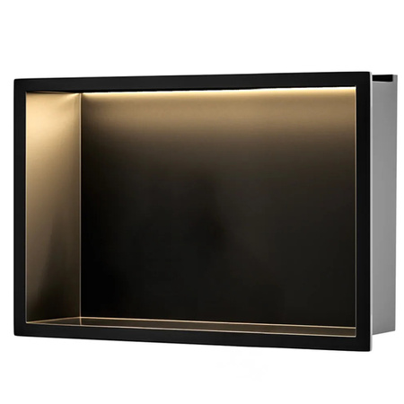 Półka Łazienkowa Wnękowa LED 45x30 Czarna