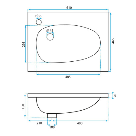 Umywalka Konglomeratowa Wpuszczana Selena 60