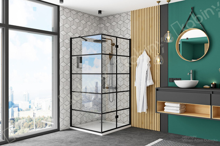 Kabina Prysznicowa Składana Molier Black Ze Ścianką Stałą 