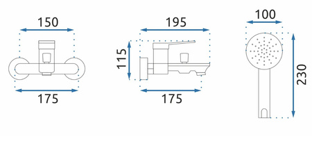 Bateria Wannowa Ścienna Viral Złota