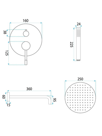 Zestaw Natryskowy Podtynkowy Lungo Diamond Złoty + Box