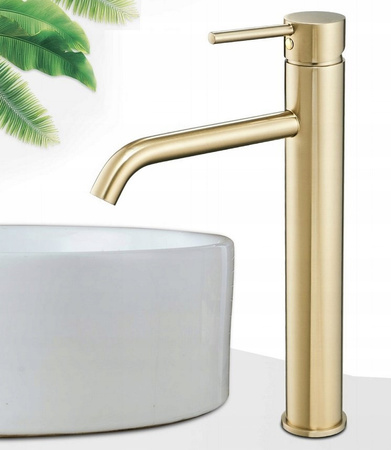 Bateria Umywalkowa Lungo Złota Wysoka