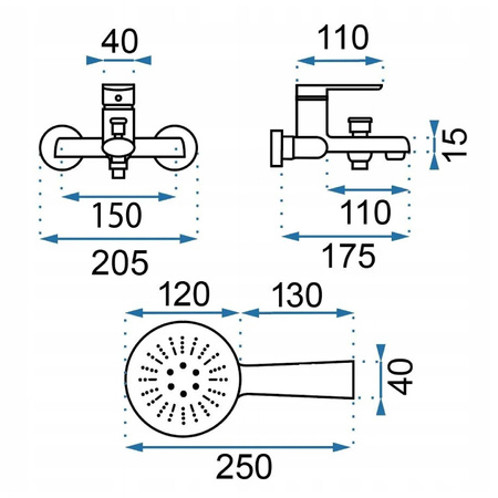 Bateria Wannowa Ścienna Buzz Czarna