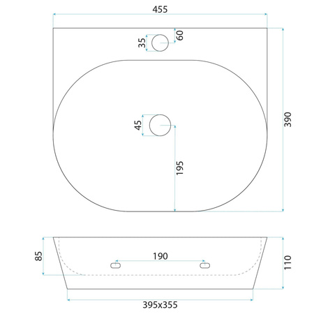 Umywalka Nablatowa Przyścienna Kim 46