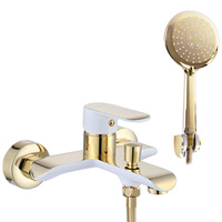 Bateria Wannowa Ścienna Bloom Biała Złota