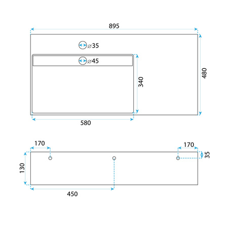 Umywalka Konglomeratowa Archi 90 Biała