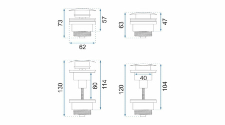 Korek Umywalkowy Uniwersalny Klik-Klak Czarny Metaliczny