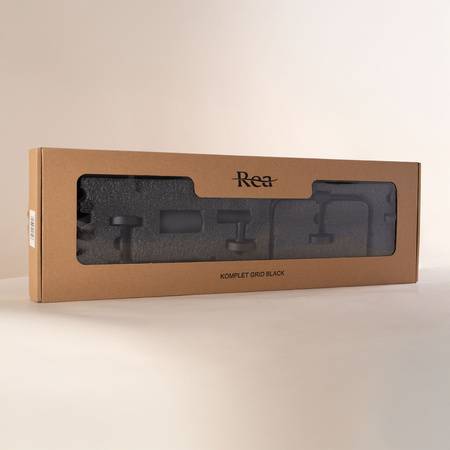 Komplet Wieszaków Łazienkowych Grid Czarny Mat