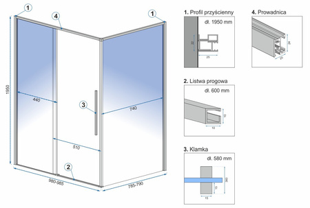 Kabina Prysznicowa Solar Gold 80x100 Złota