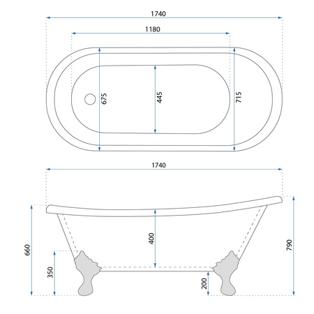 Wanna wolnostojąca Sparta 175 cm Owalna