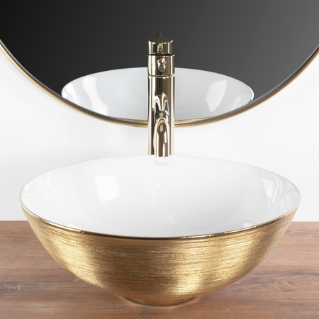 Umywalka Nablatowa Stella 35 Biała Gold Brush