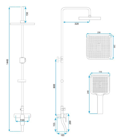 Zestaw Natryskowy Argus Miedź Szczotkowana