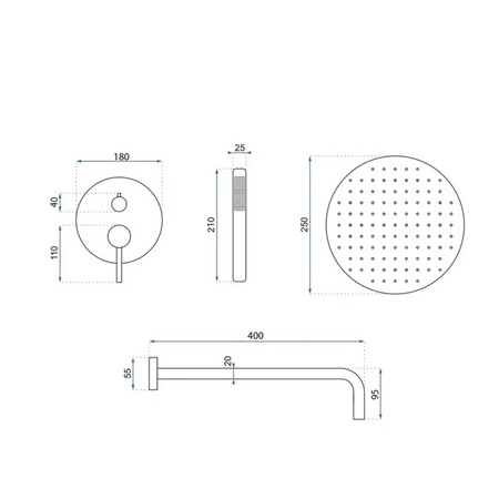 Zestaw Natryskowy Podtynkowy Foss Clif Miedź Szczotkowana
