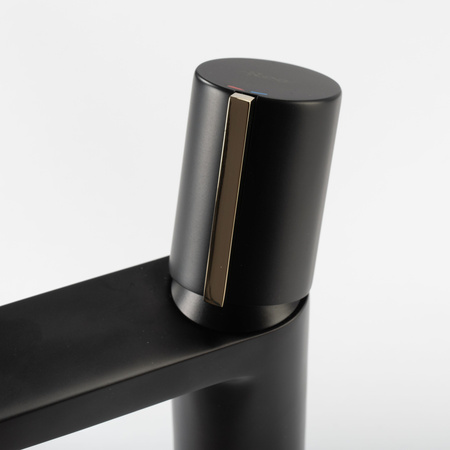 Bateria Umywalkowa Icon Czarna Złota Niska