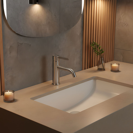 Bateria Umywalkowa Foster Nikiel Szczotkowany Niska