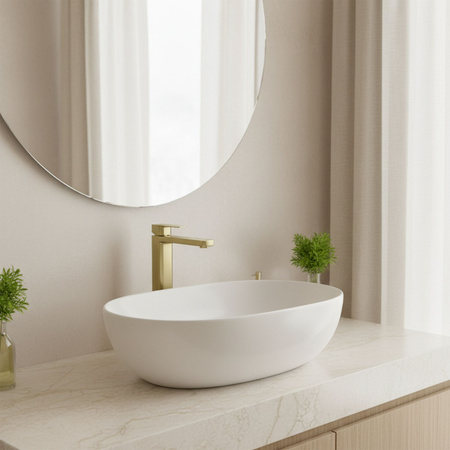 Bateria Umywalkowa Arlo Złota Szczotkowana Wysoka