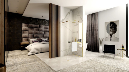 Ścianka Walk In Aero Gold Złota z półą Evo Gold