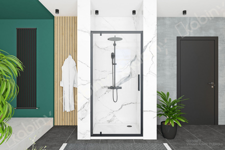 Drzwi Prysznicowe Otwierane Rapid Swing Black Czarne