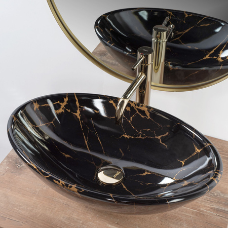 Umywalka Nablatowa Pamela Black Marble Shiny