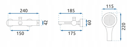 Bateria Wannowa Ścienna Polo Biała Chrom