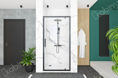 Drzwi Prysznicowe Otwierane Rapid Swing Black Czarne