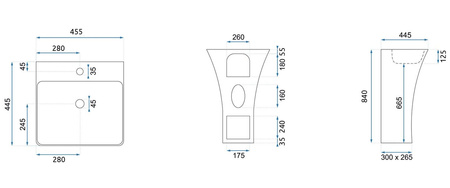 Umywalka Wolnostojąca Ceramiczna Ada Slim