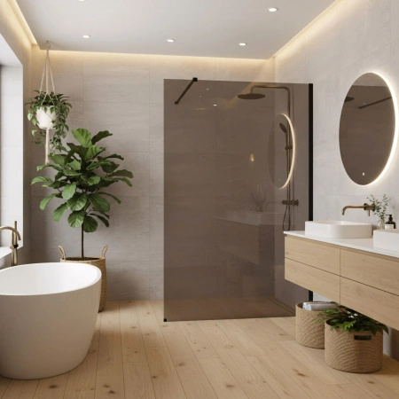 Ścianka Prysznicowa Flexi Brązowa Czarny Mat