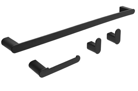 Komplet Wieszaków Łazienkowych 4 Elementy Mati Czarny Mat