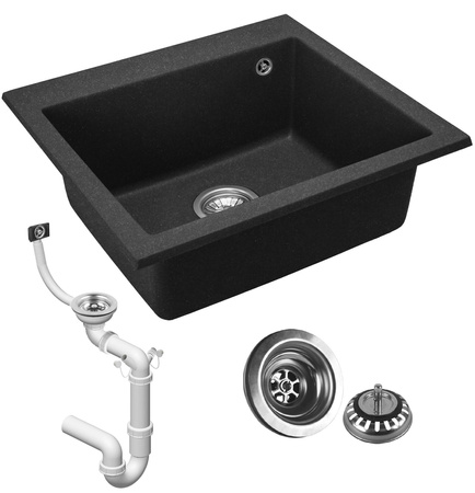 Zlewozmywak Kuchenny Granitowy West XL + Syfon Czarny Nakrapiany