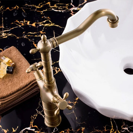 Bateria Kuchenna Umywalkowa Rustico Złota Antyczna