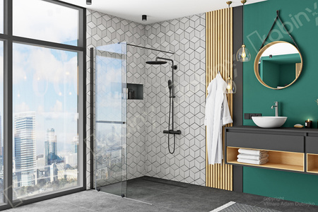 Przesuwna Ścianka Prysznicowa Czarna Cortis Black