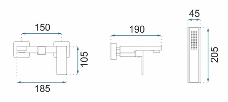 Bateria Wannowa Ścienna Fenix Chrom