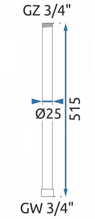 Adapter Przedłużający 50 Cm Do Zestawu Natryskowego Miedź Szczotkowana