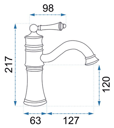 Bateria Umywalkowa Vintage Czarna Postarzana Niska