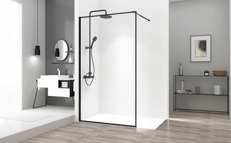 Czarna Ścianka Prysznicowa Walk-In Bler Black