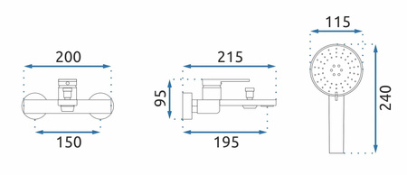 Bateria Wannowa Ścienna Verso Złota Szczotkowana