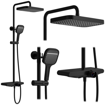 Zestaw Natryskowy Z Wylewką Rea Bari Czarny