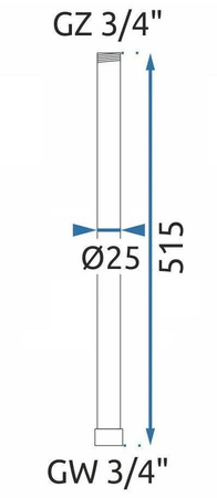 Przedłużka 50 cm Do Zestawu Prysznicowego Tytan